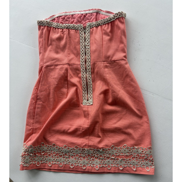 Mudpie Peach Strapless Dress Medium Cocktail Wedding Special Event - Picture 4 of 5